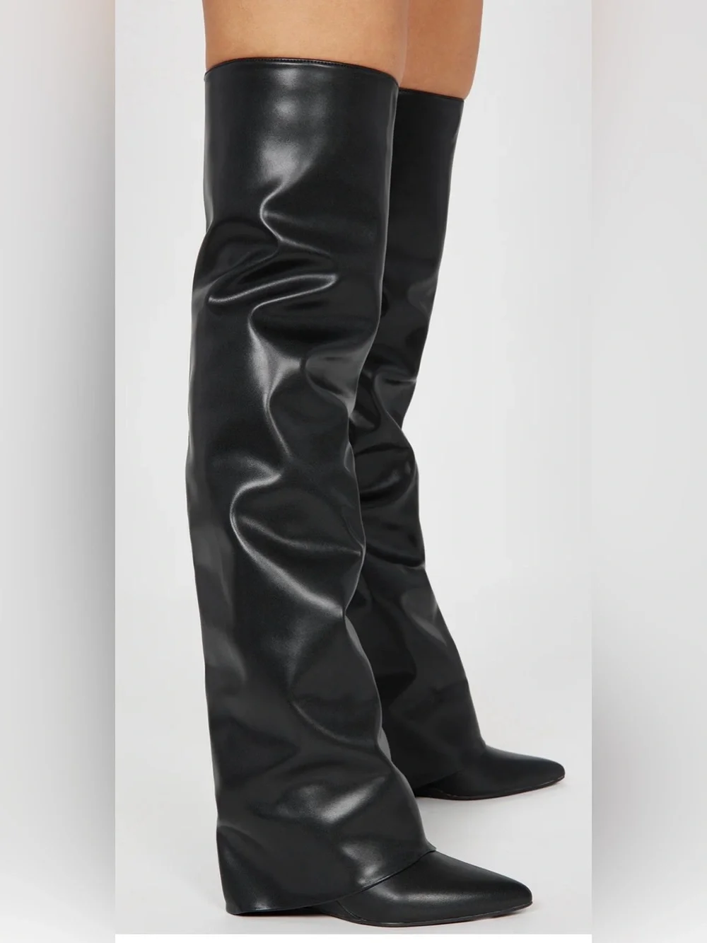 Fashion Nova Black Over-the-Knee, Extra Tall Pointed Toe Boots Size 11